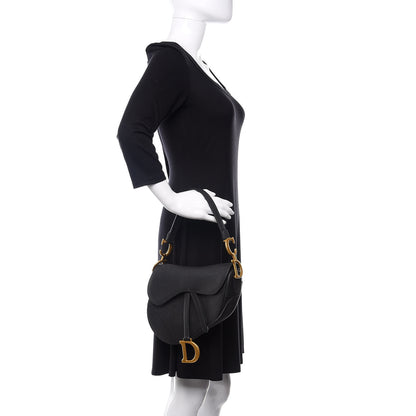 Christian Dior Grained Calfskin Saddle Bag Black 2 of 13