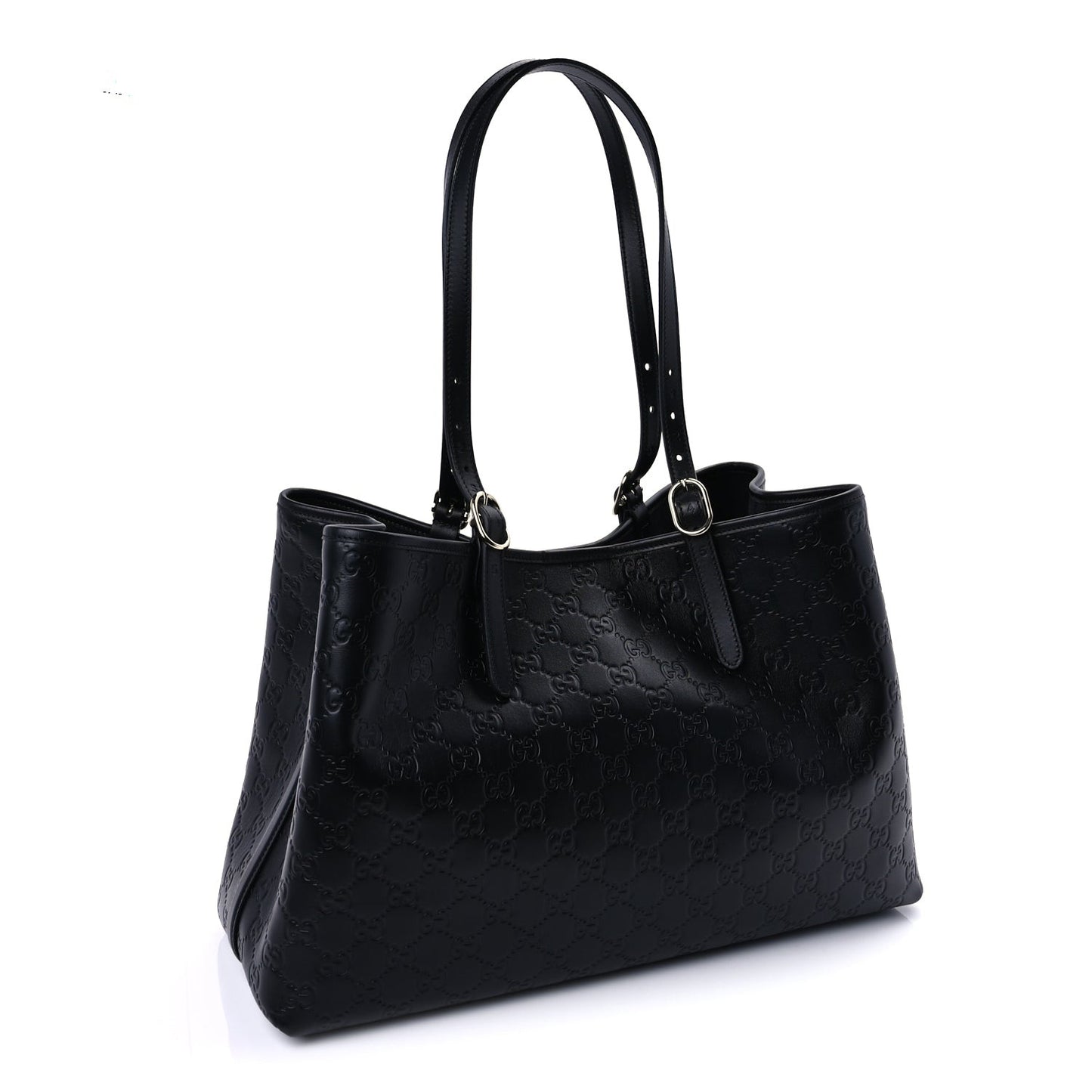 GG Calfskin Embossed Calfskin Large Tote Bag  Black