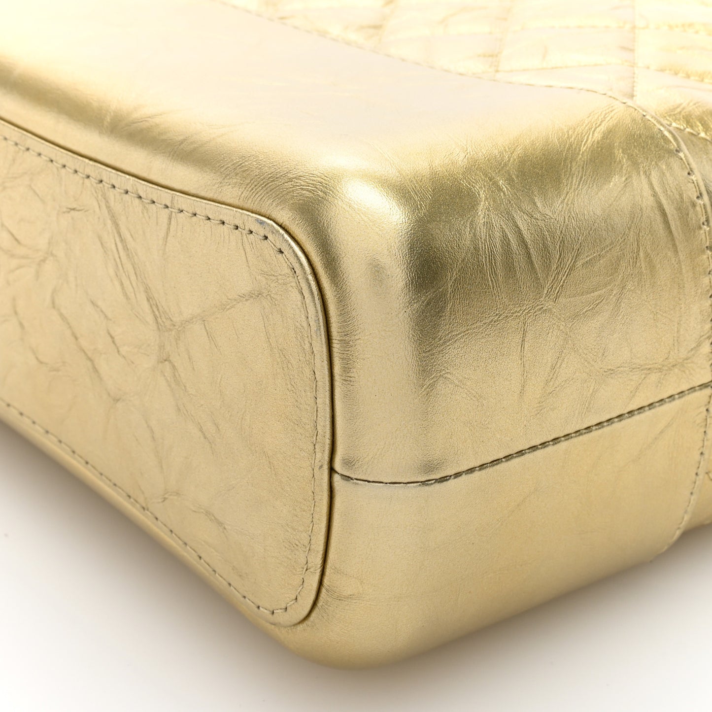 Metallic Aged Calfskin Quilted Medium Gabrielle Gold