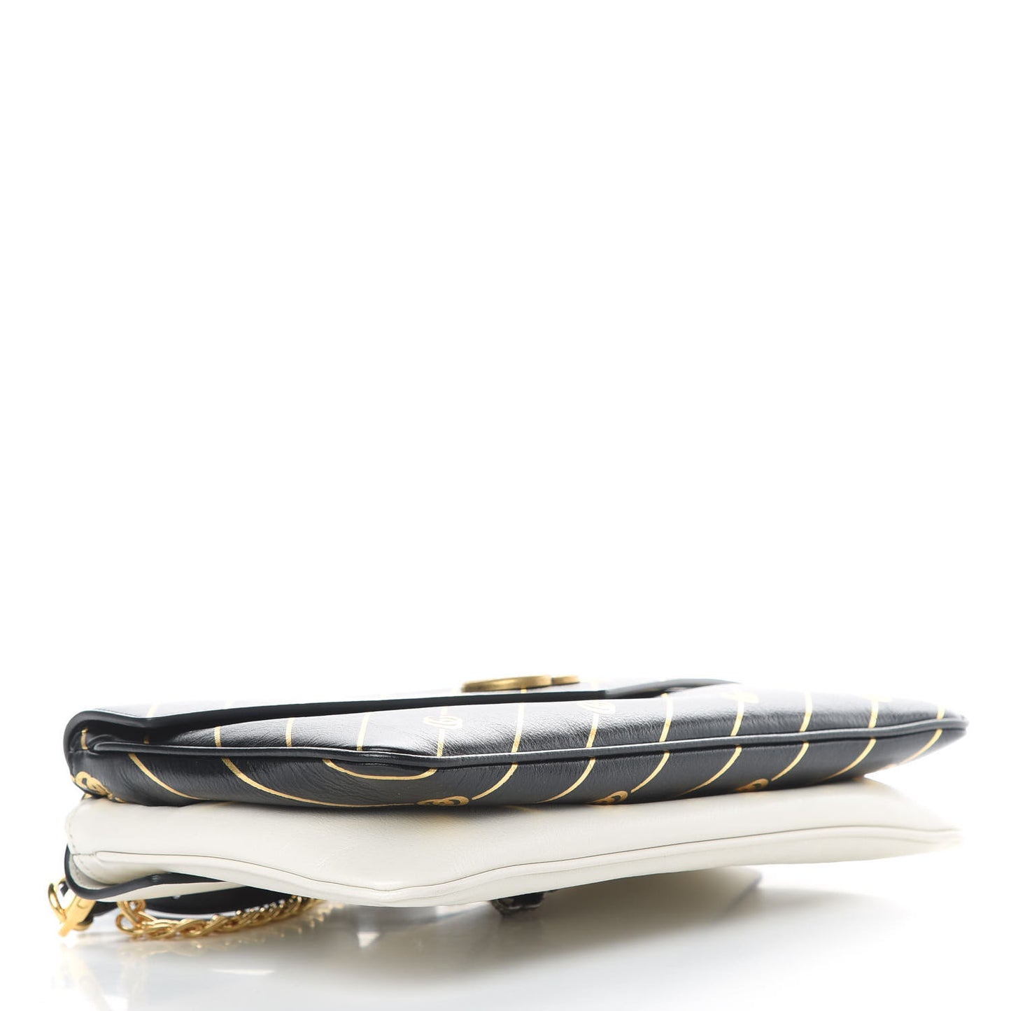 Calfskin Diagonal GG Medium Thiara Double Envelope Shoulder Bag Black White