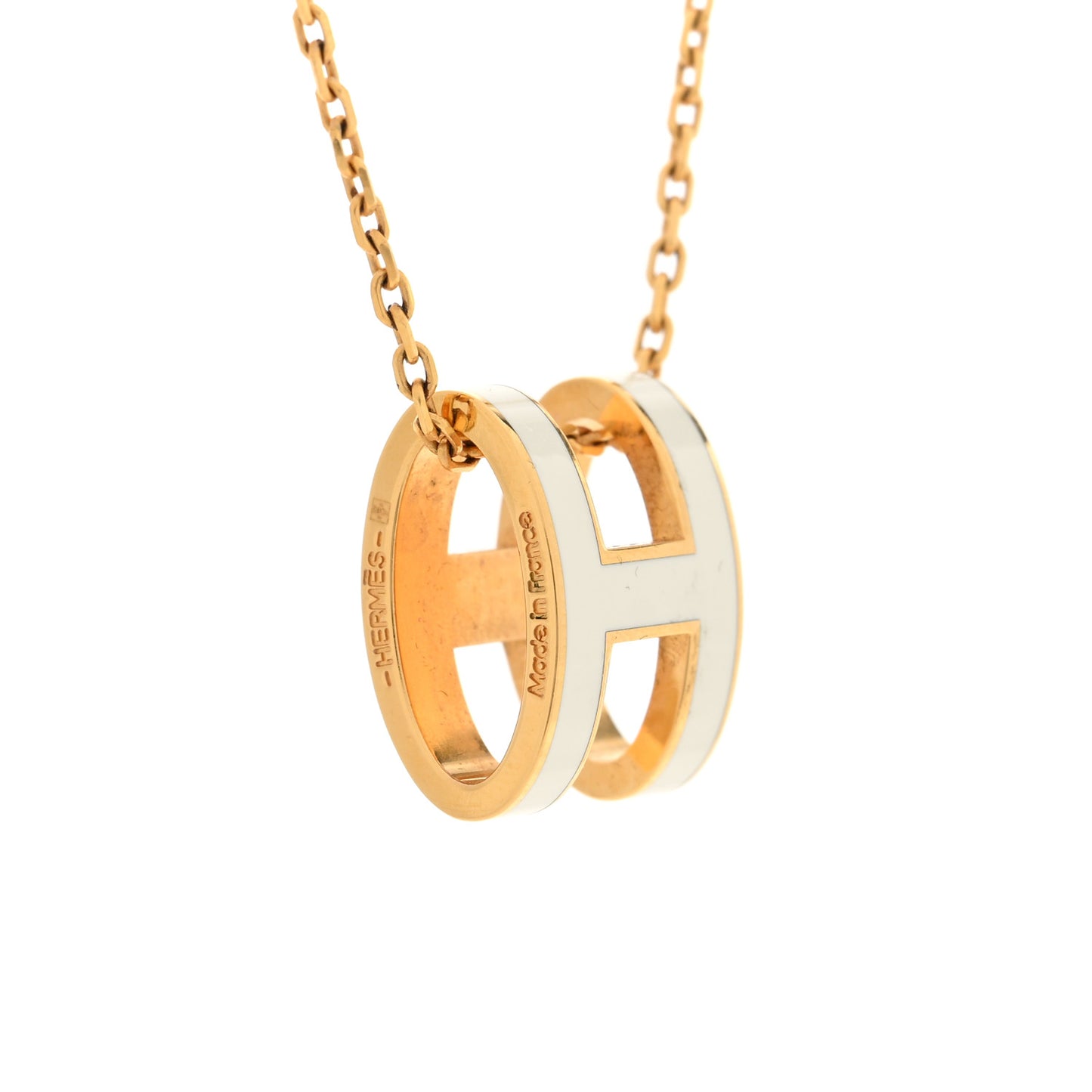 Lacquered Gold Mini Pop H Pendant Necklace Marron Glace