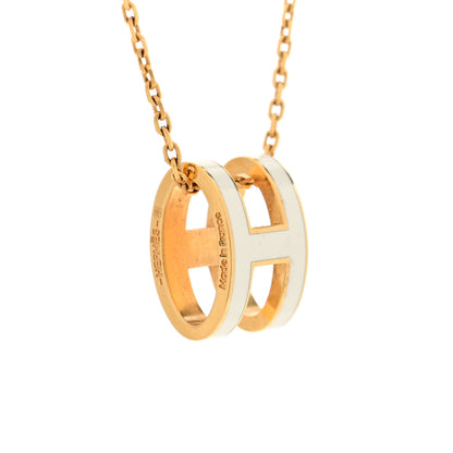 Hermes Lacquered Gold Mini Pop H Pendant Necklace Marron Glace 4 of 6