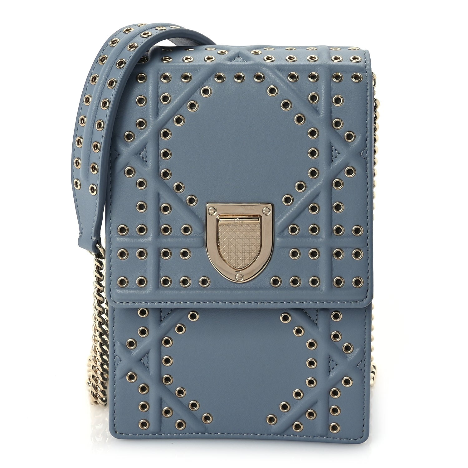 Christian Dior Lambskin Grommet Vertical Diorama Sky Blue 1 of 8