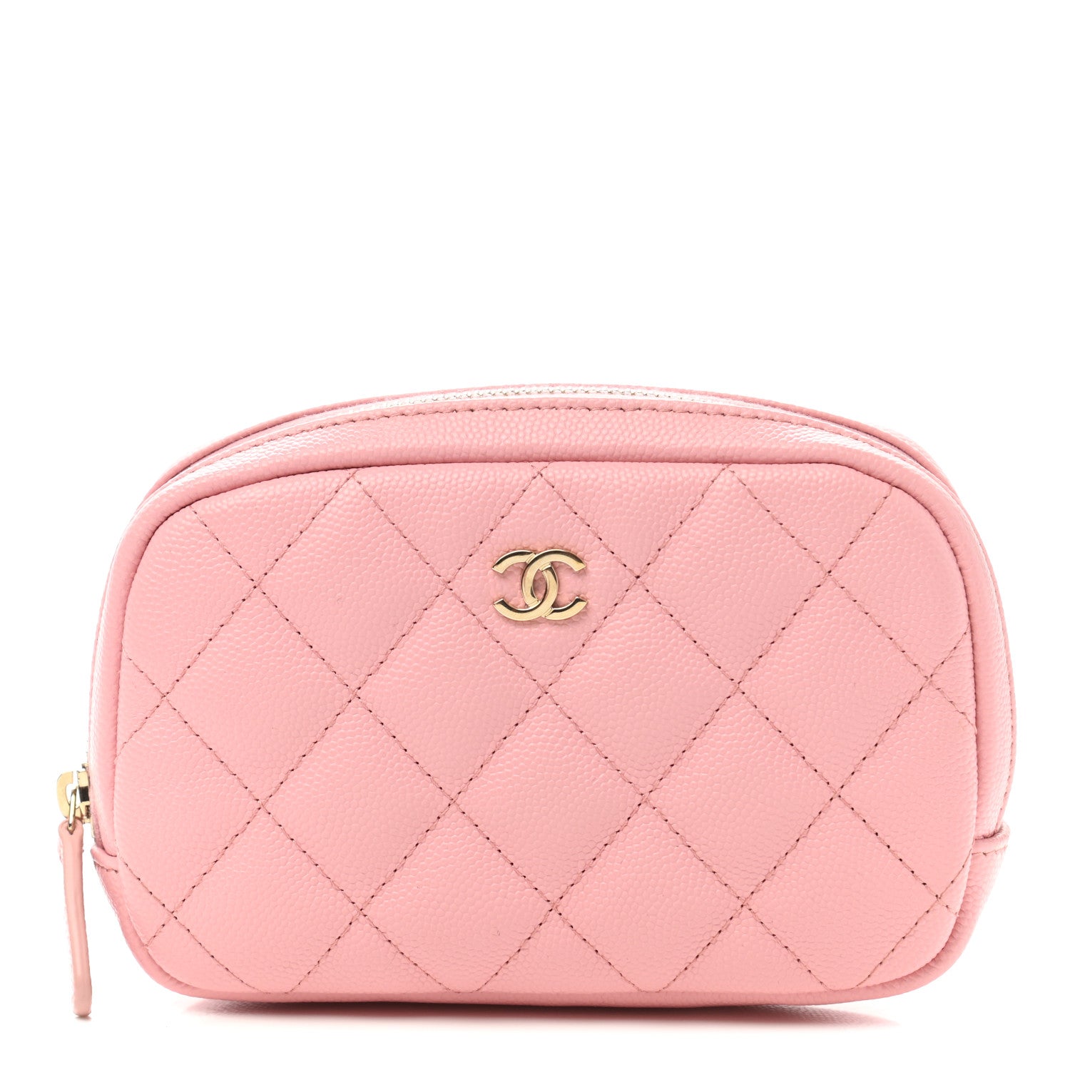 Chanel Caviar Quilted Small Curvy Pouch Cosmetic Case Light Pink 1 of 8