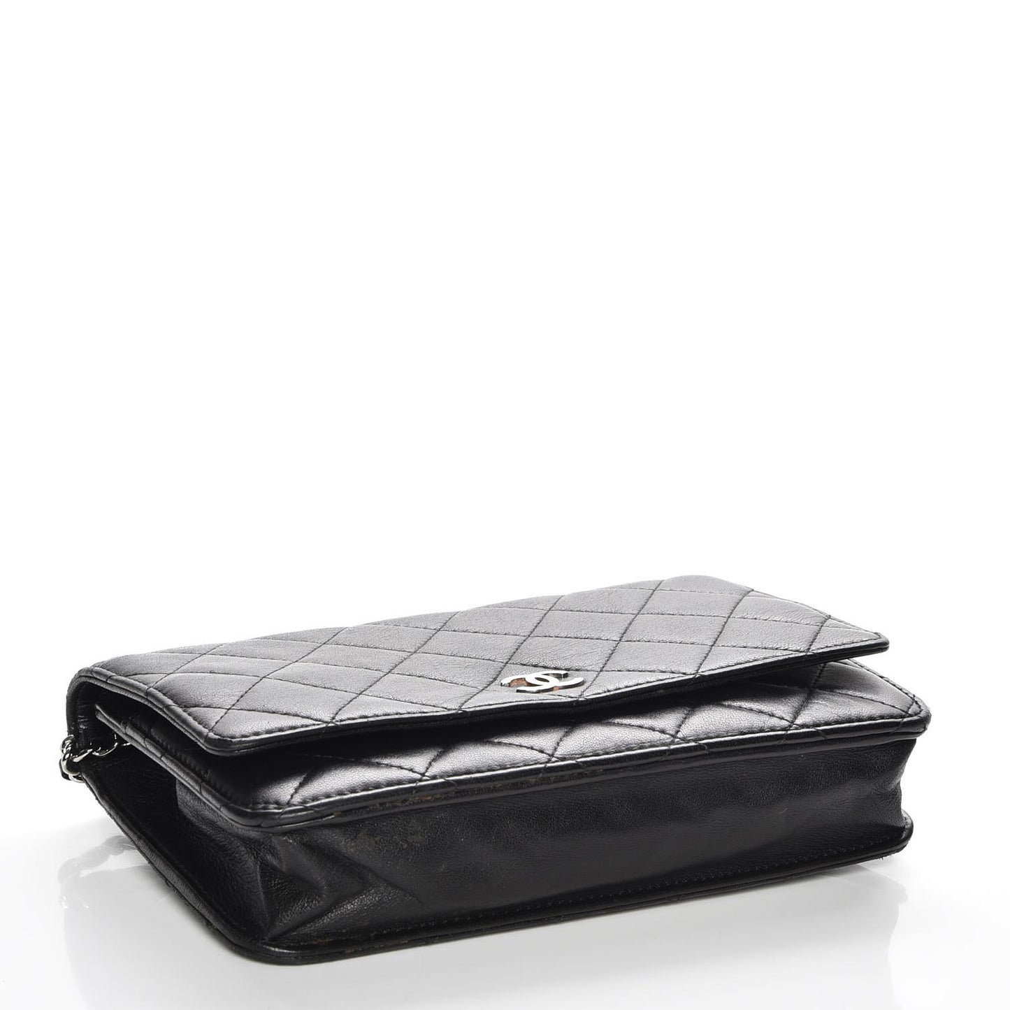 Lambskin Quilted Wallet On Chain WOC Black
