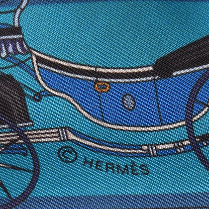 Hermes Silk Voitures Nouvelles Twilly Bleu Roy Canard Black 3 of 4