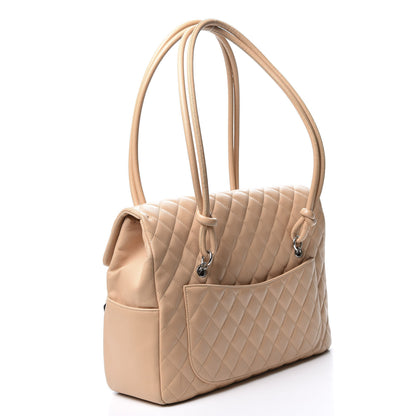 Chanel Calfskin Quilted Large Cambon Flap Beige Black 2 of 9