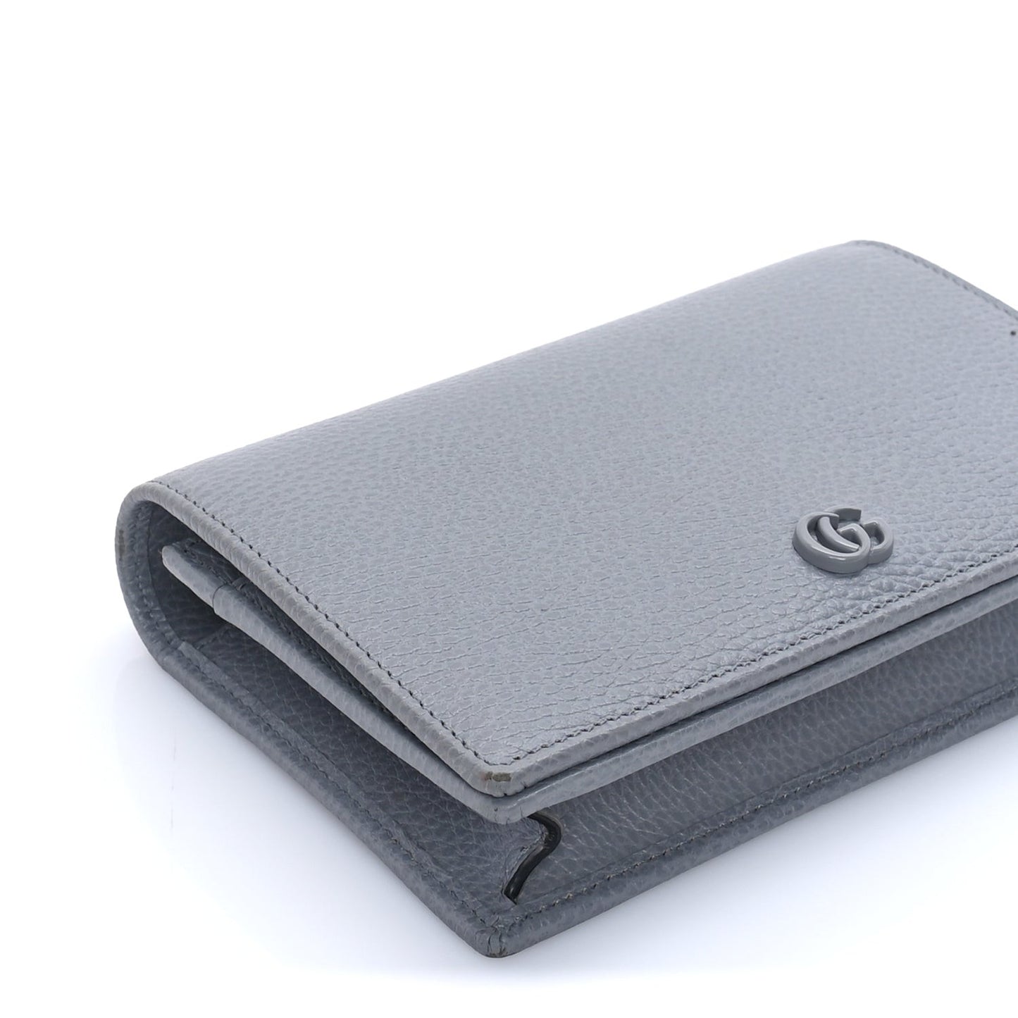 GUCCI Dollar Calfskin Enamel Monochrome Mini GG Marmont Chain Wallet Deep Grey Deep Grey