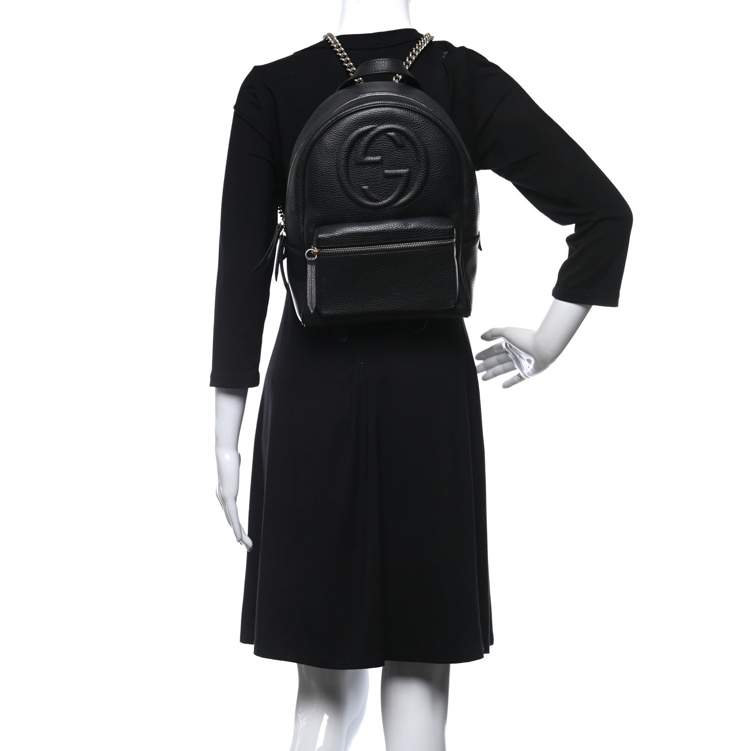 Gucci Pebbled Calfskin Soho Chain Backpack Black 2 of 14