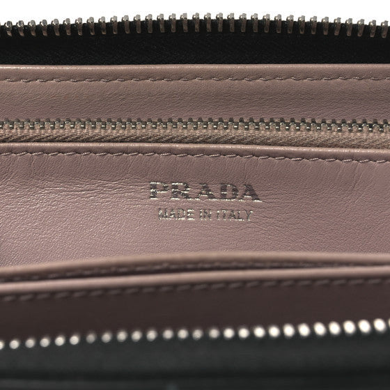 Prada Saffiano Metal Zip Around Wallet Black 6 of 7