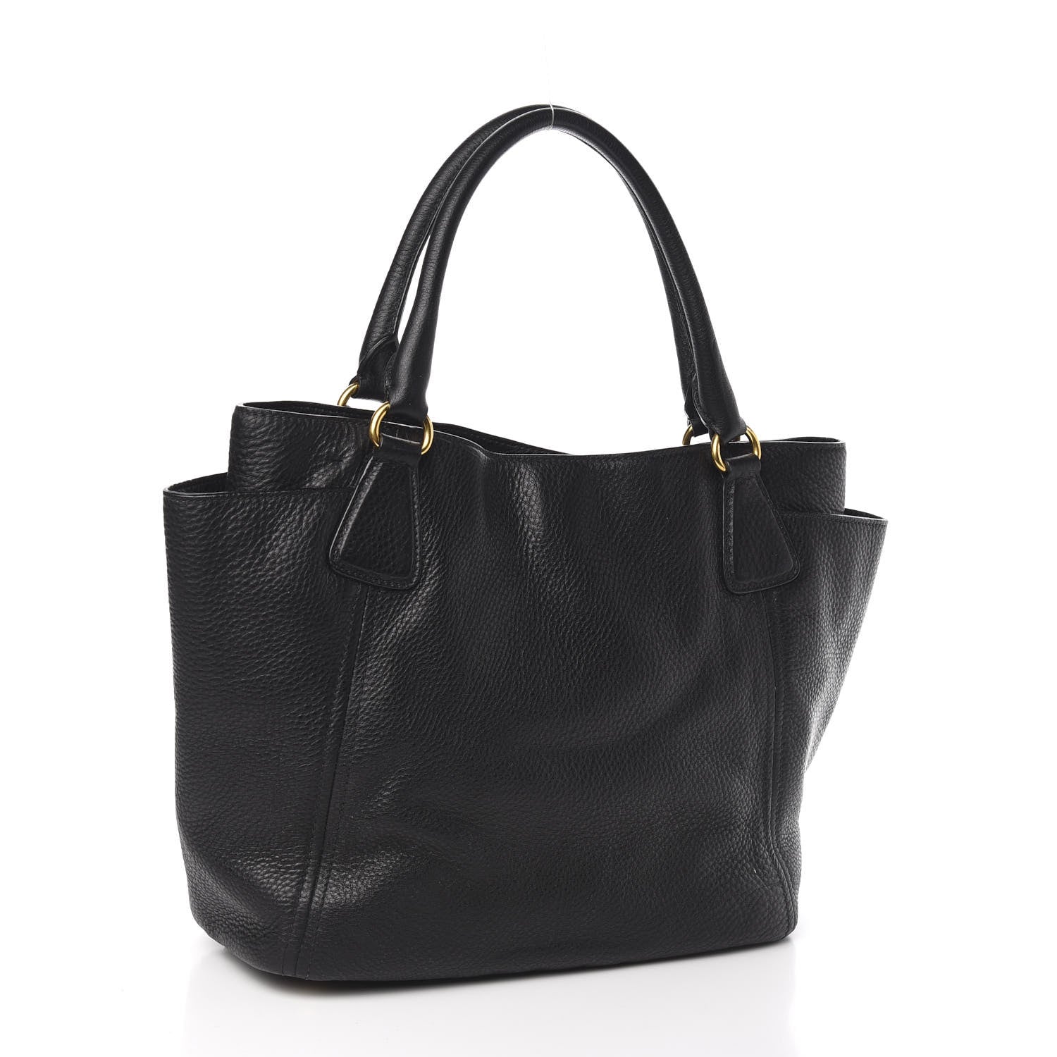 Prada Vitello Daino Side Pocket Tote Black 3 of 10