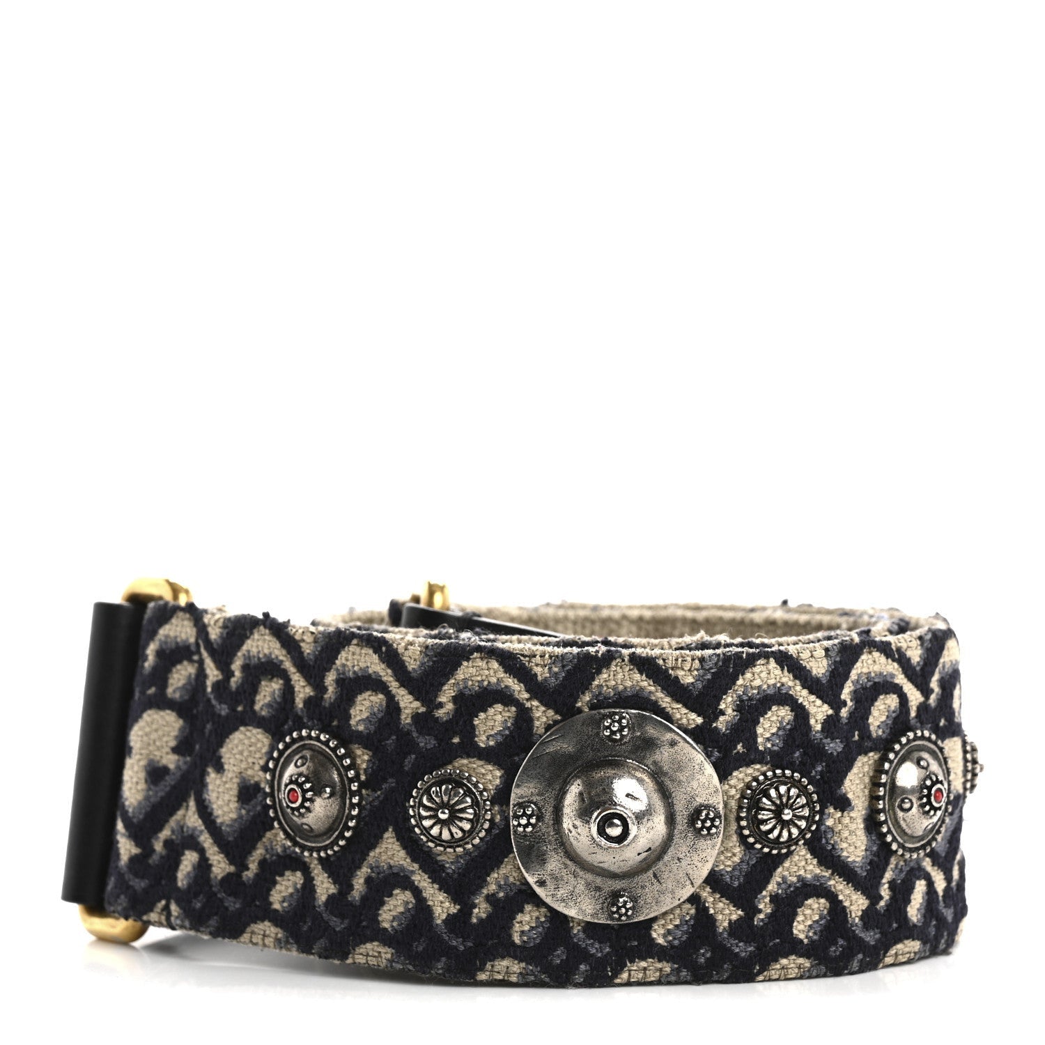 Christian Dior Oblique Studded Shoulder Strap Blue 2 of 7
