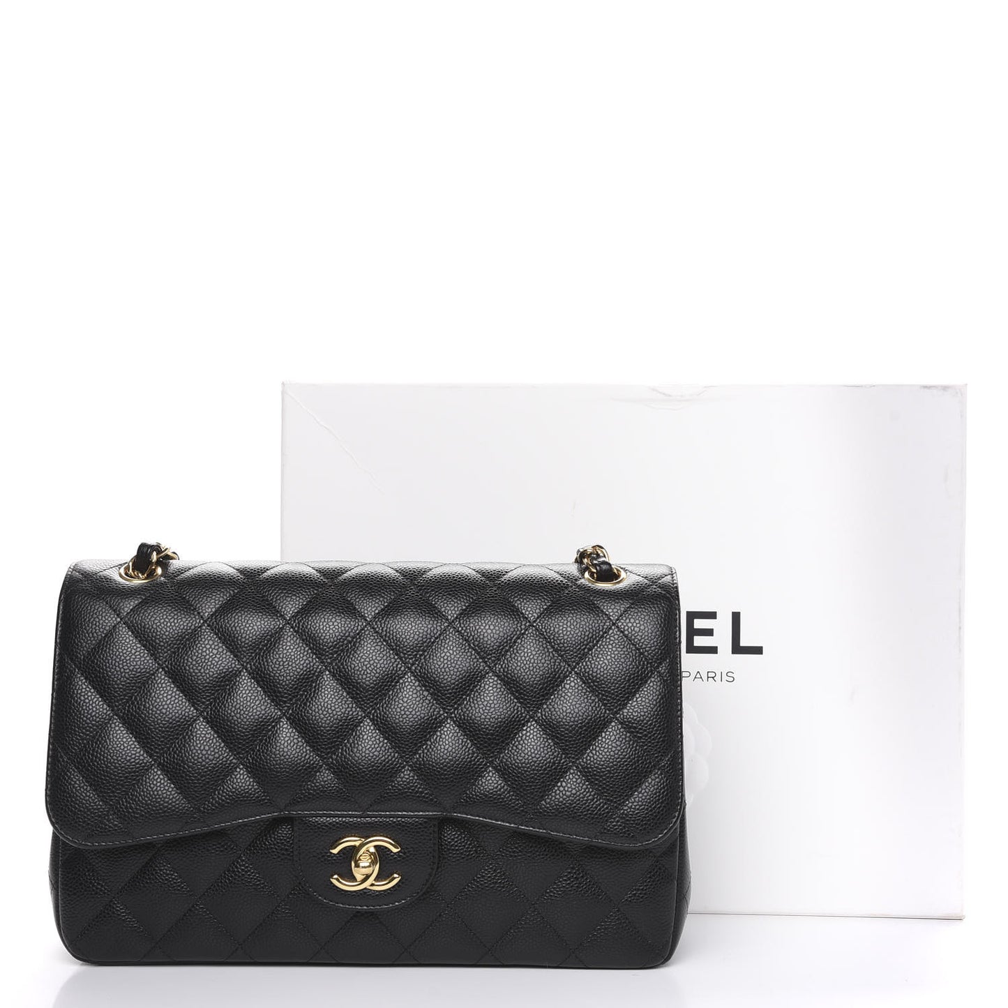 Caviar Quilted Jumbo Double Flap Black