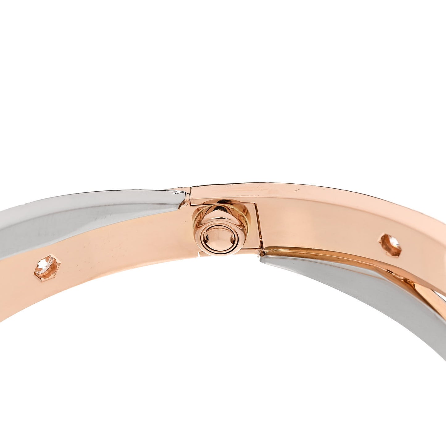 18K Pink White Gold 12 Diamond Double LOVE Bracelet 18