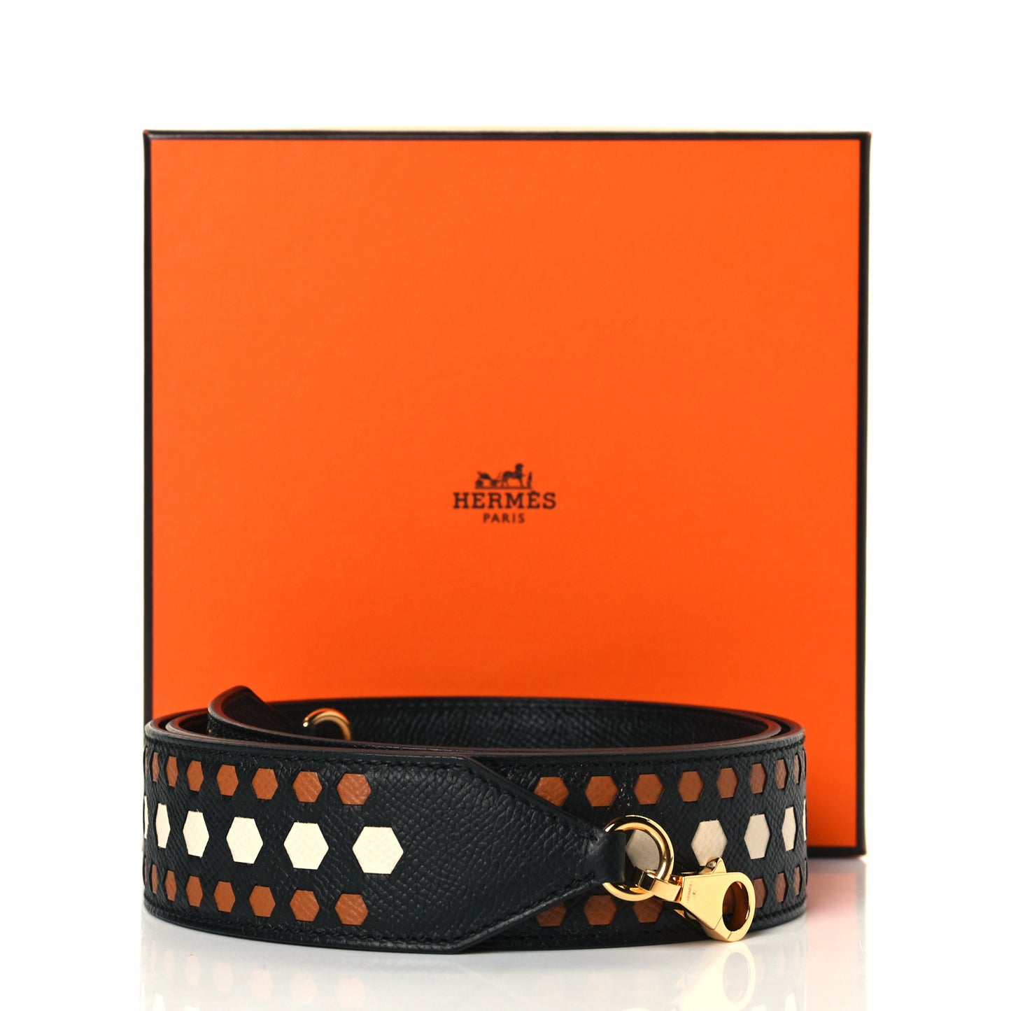 Epsom 30mm Hexagone Tressage Shoulder Strap Black Craie