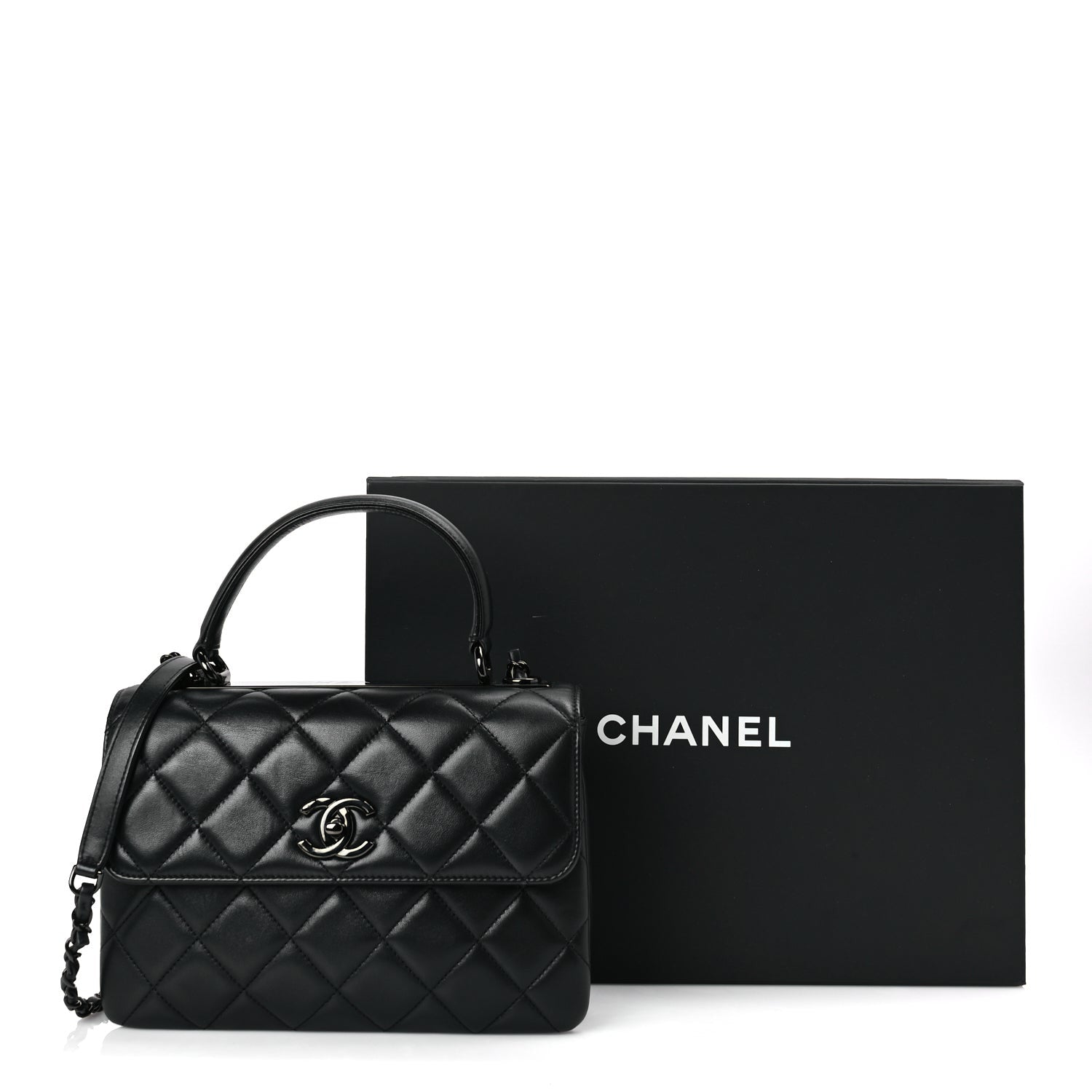 Chanel Lambskin Quilted Small Trendy CC Dual Handle Flap Bag So Black 9 of 9