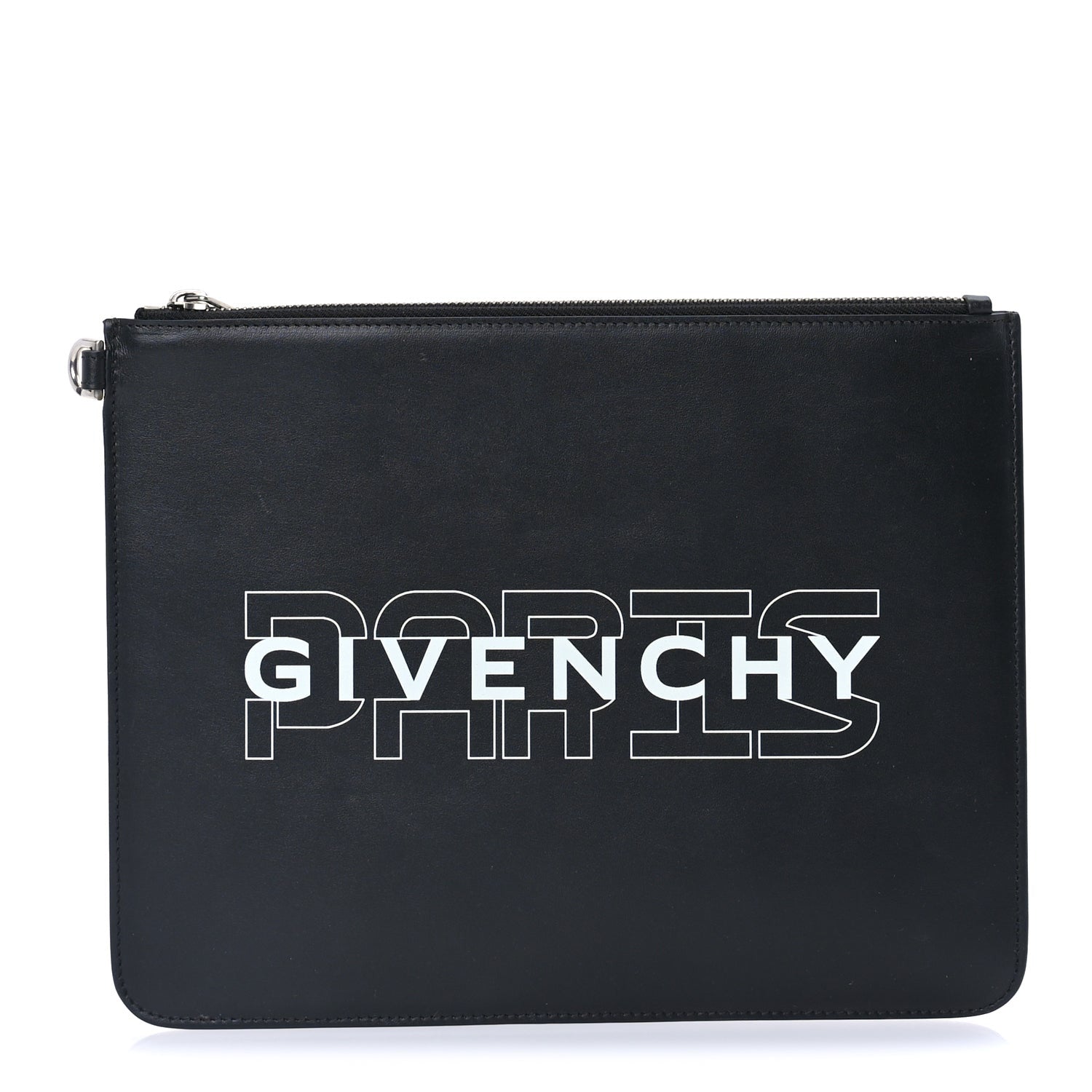 Givenchy Calfskin Paris Print Medium Cosmetic Pouch  Black 1 of 6