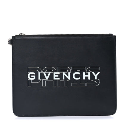 Givenchy Calfskin Paris Print Medium Cosmetic Pouch  Black 1 of 6