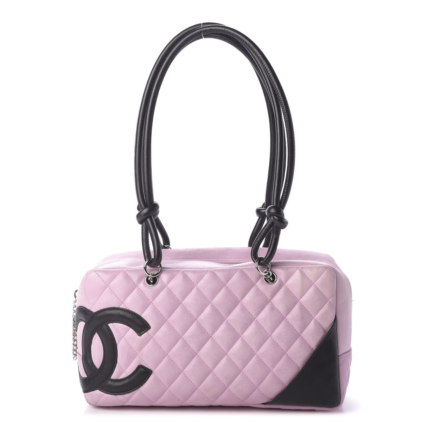 Calfskin Quilted Large Cambon Bowler Pink Black