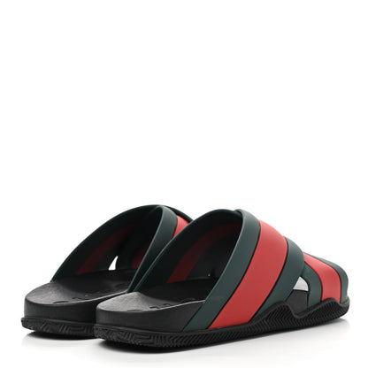 Gucci Rubber Web Mens Criss Cross Slide Sandals 7 Green Red 4 of 12