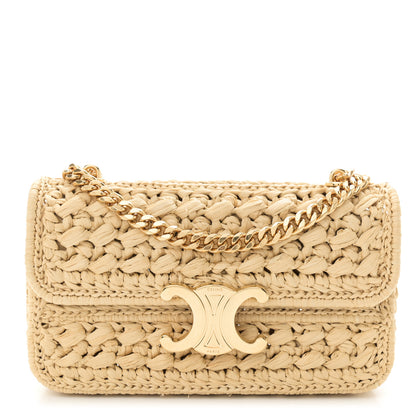 Celine Raffia Effect Claude Chain Shoulder Bag Natural 1 of 10