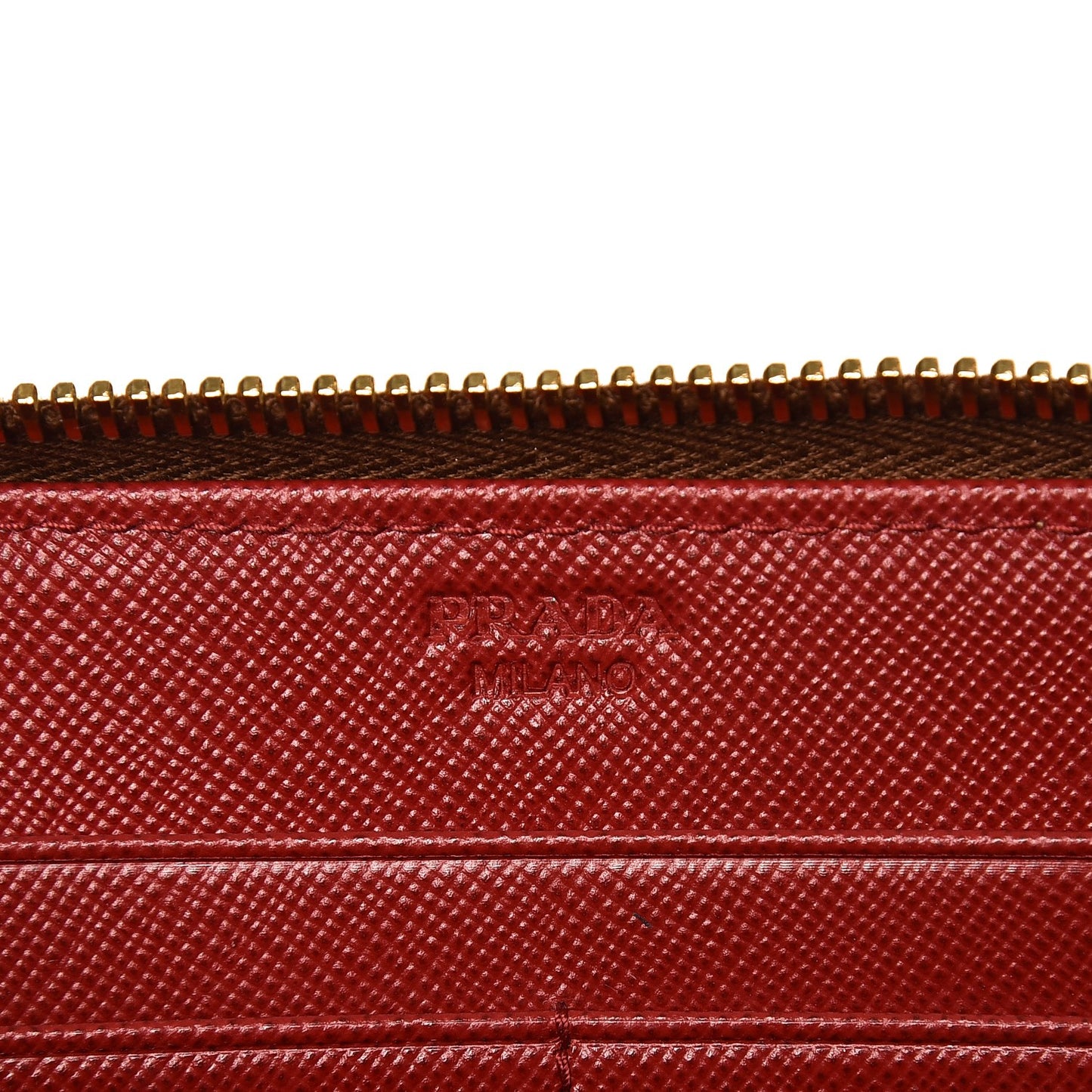 Saffiano Double Zip Around Wallet Caramel Fuoco