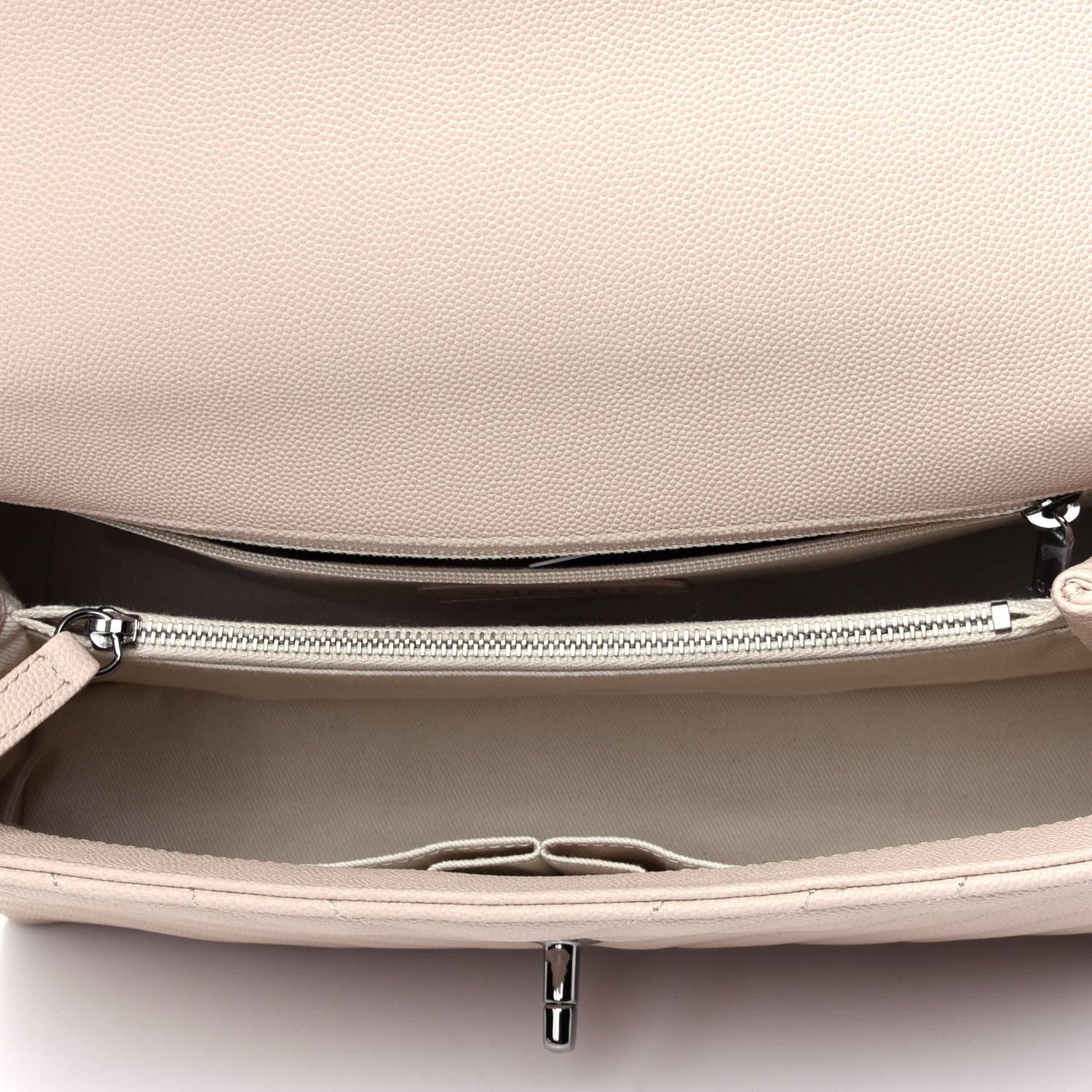 Chanel Caviar Chevron Quilted Small Coco Handle Flap Beige 4 of 4