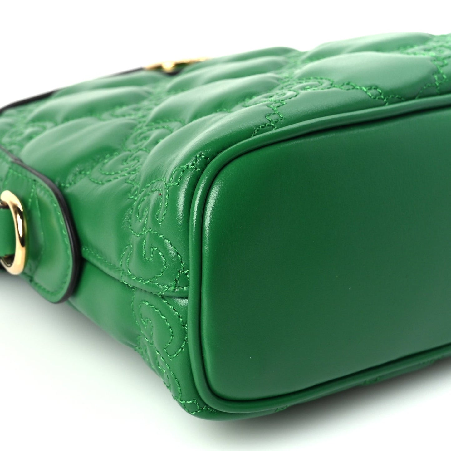 Calfskin GG Matelasse Small Dome Shoulder Bag Green Natural