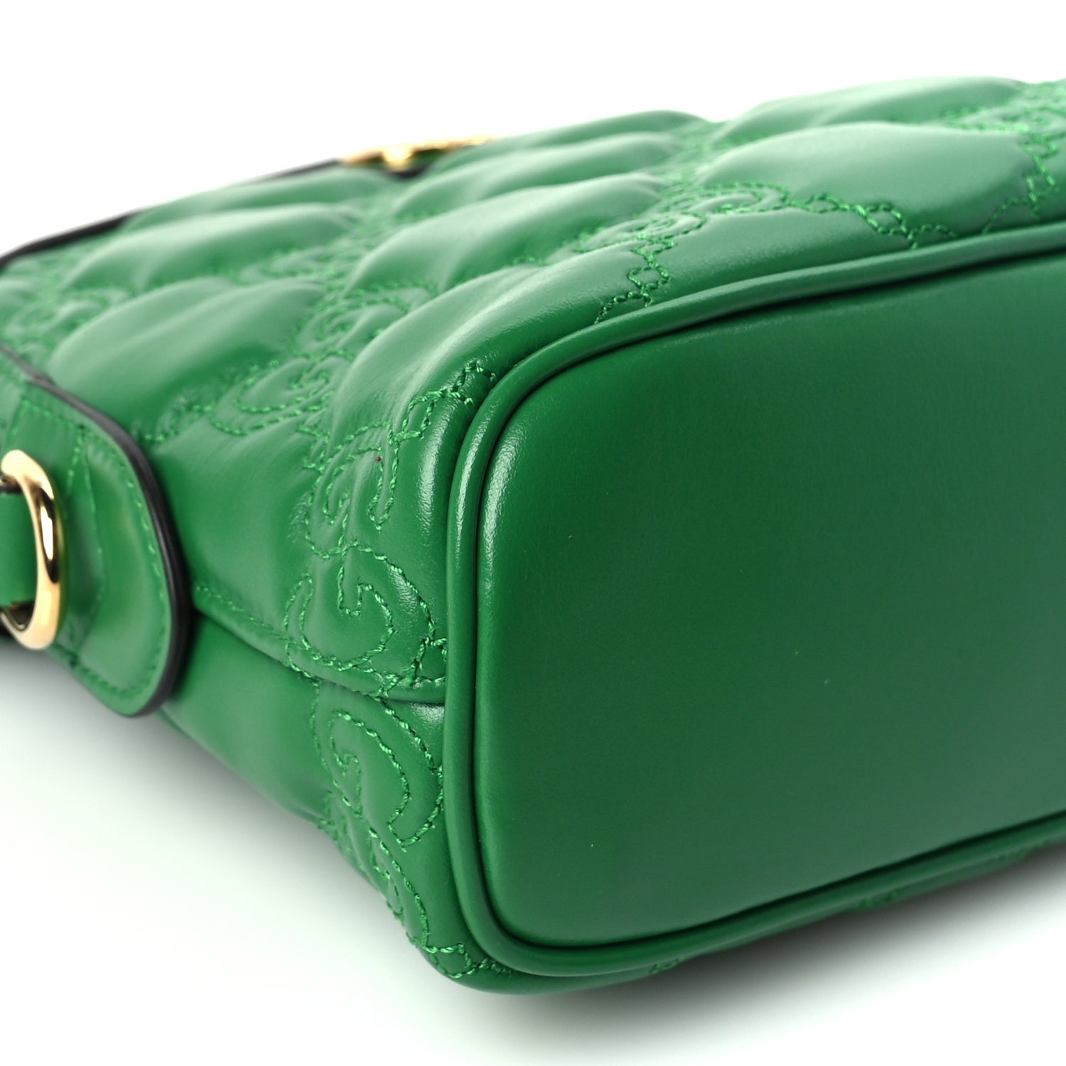 Gucci Calfskin GG Matelasse Small Dome Shoulder Bag Green Natural 7 of 8