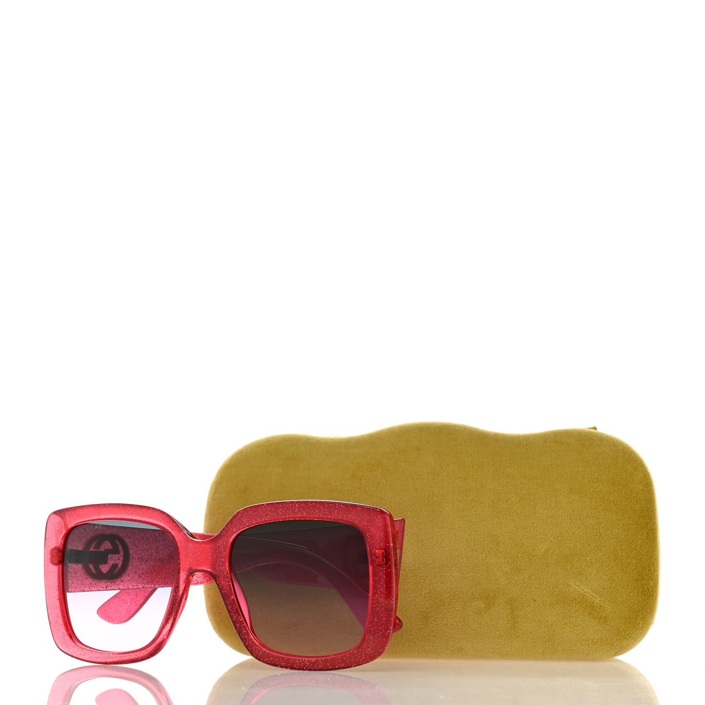 Acetate Square Frame Glitter GG0141S Sunglasses Pink