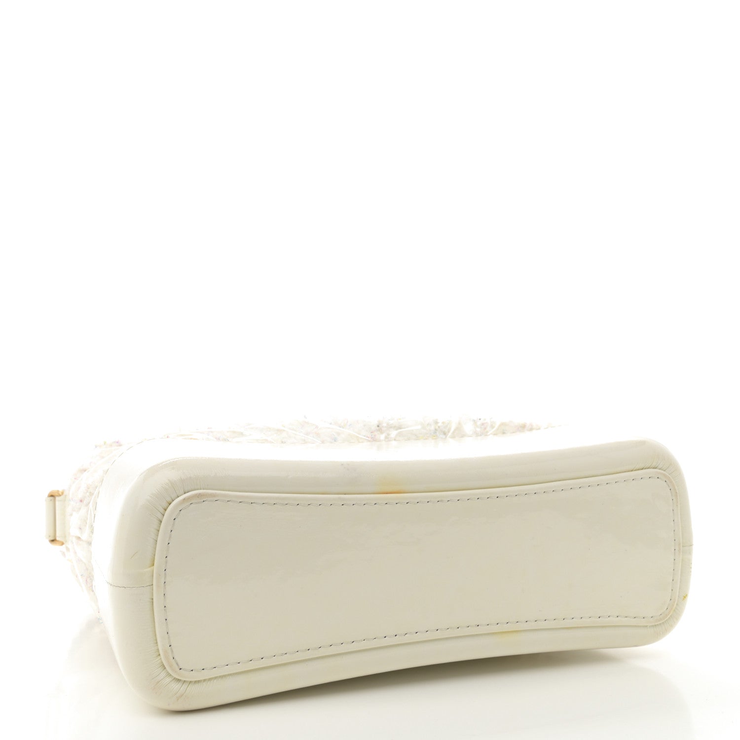 Chanel Tweed PVC Patent Chevron Quilted Medium Gabrielle Hobo White 4 of 16