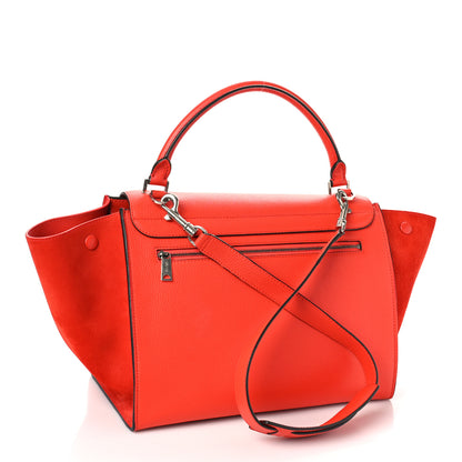 Celine Drummed Calfskin Suede Medium Trapeze Coquelicot 3 of 9