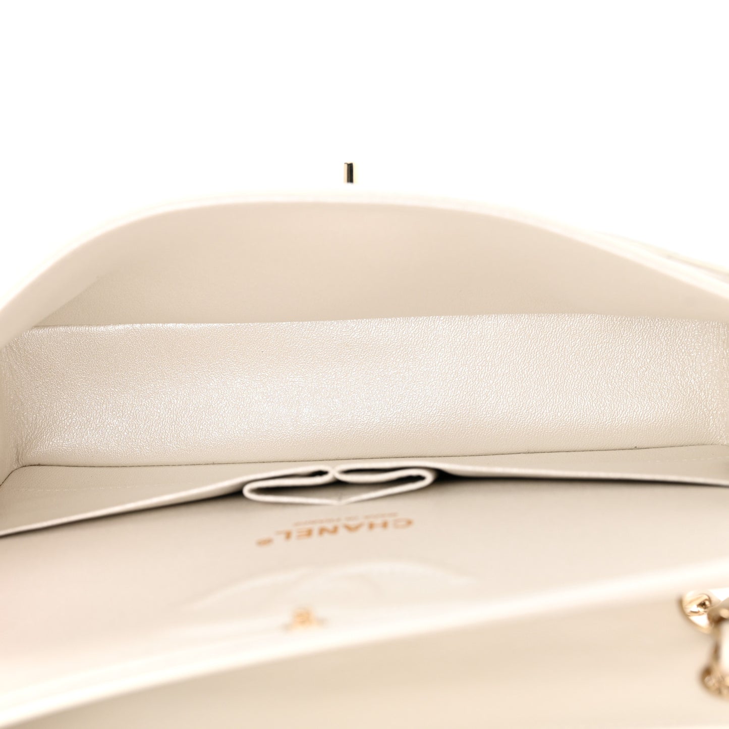 Iridescent Calfskin Quilted Medium Double Flap White