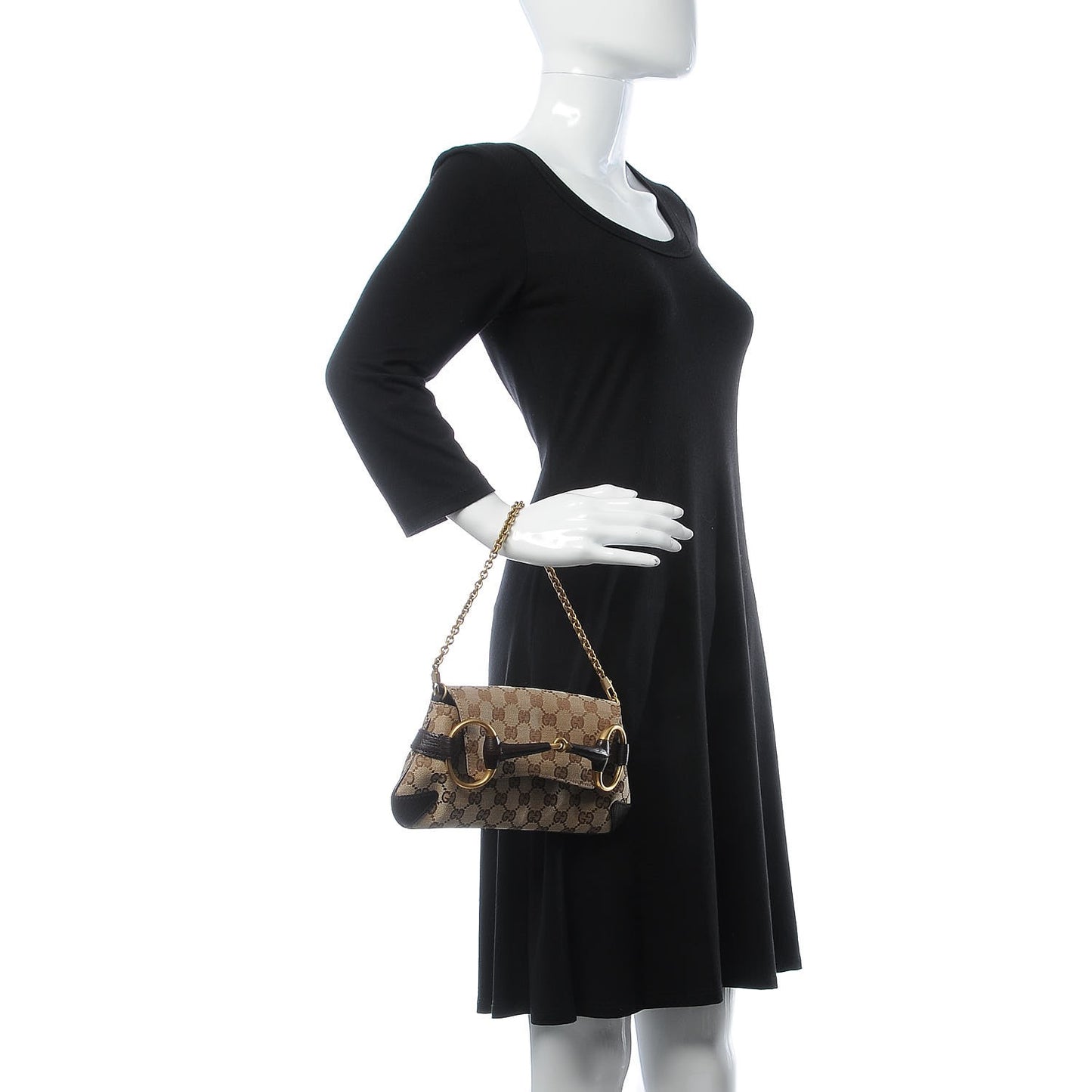 Monogram Horsebit Clutch Dark Brown