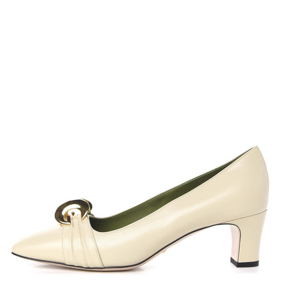 Gucci Malaga Kid Half Moon GG Square Toe Pumps 41.5 White 1 of 9