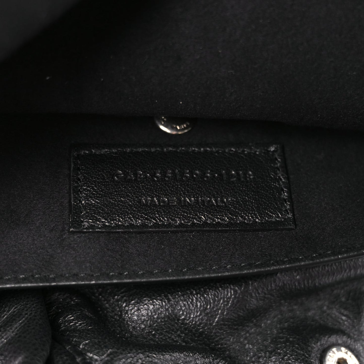 Smooth Calfskin Teddy Drawstring Bag Black