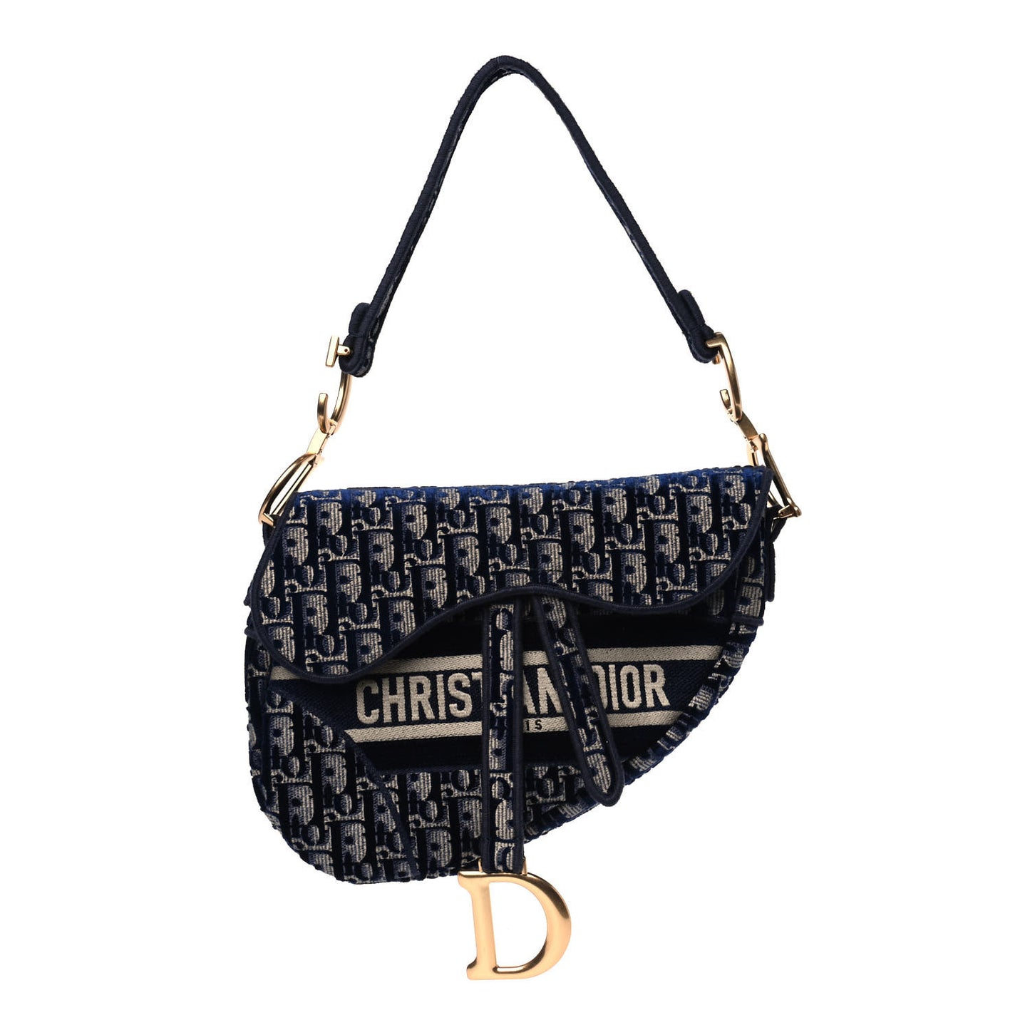 Velvet Oblique Saddle Bag Blue