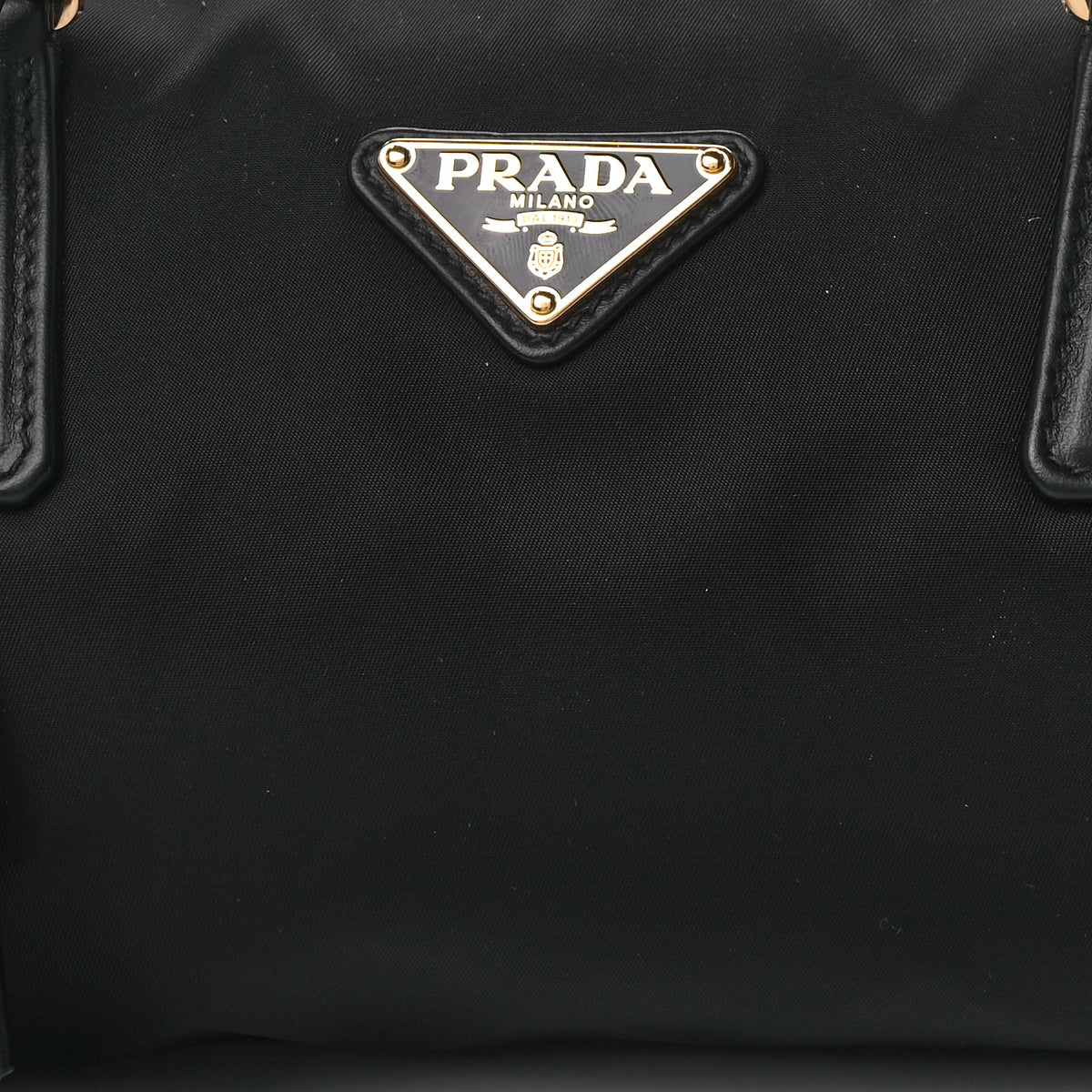 Prada Tessuto Vitello Shoulder Bag  Black 6 of 8