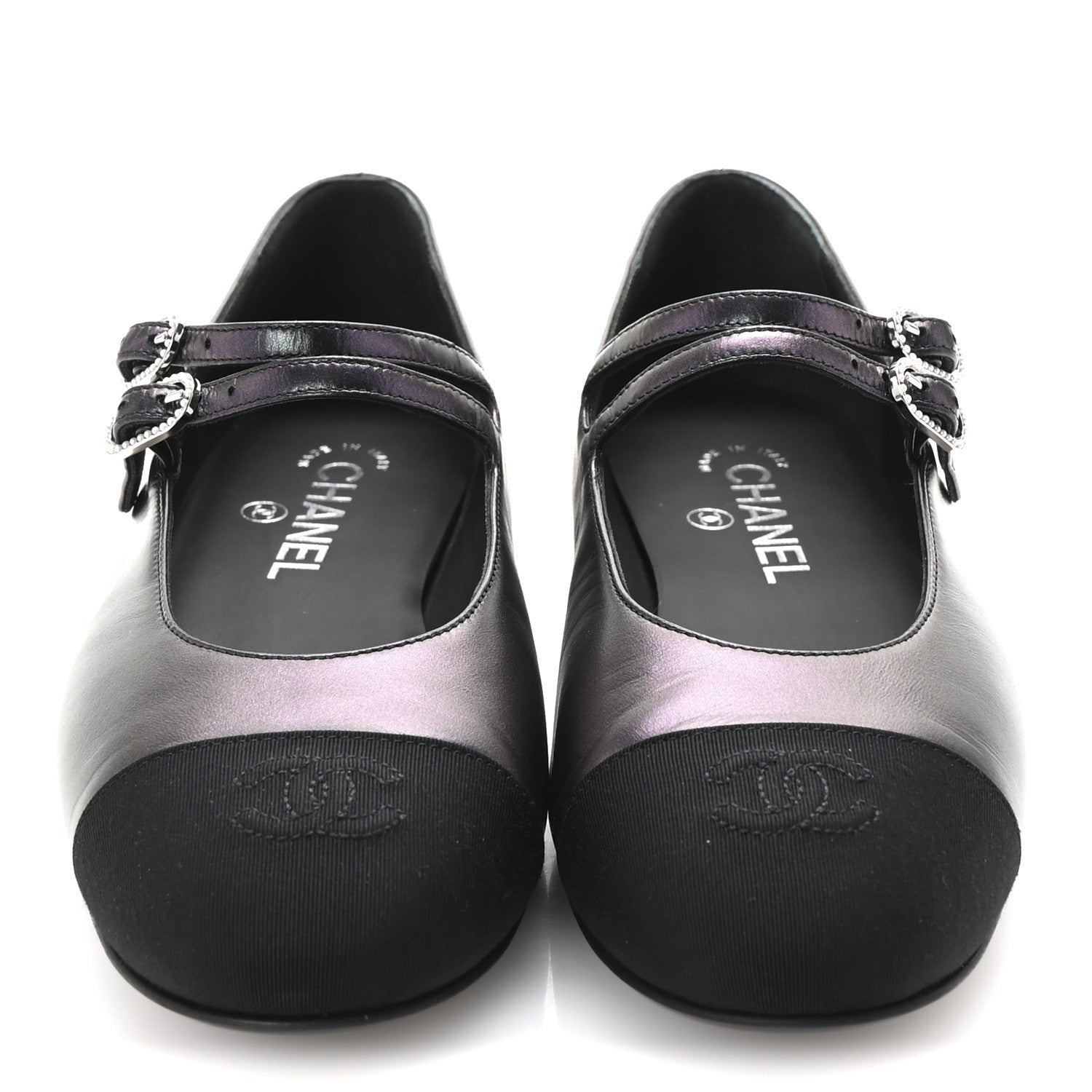 Chanel Lambskin Grosgrain Pearl Mary Jane Flats 38.5 Black 3 of 7
