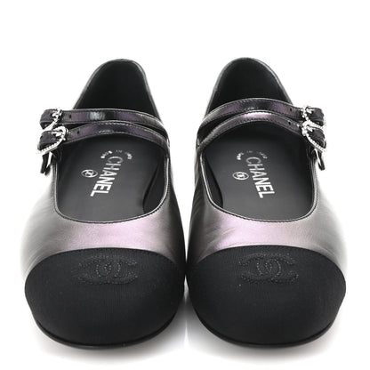 Chanel Lambskin Grosgrain Pearl Mary Jane Flats 38.5 Black 3 of 7