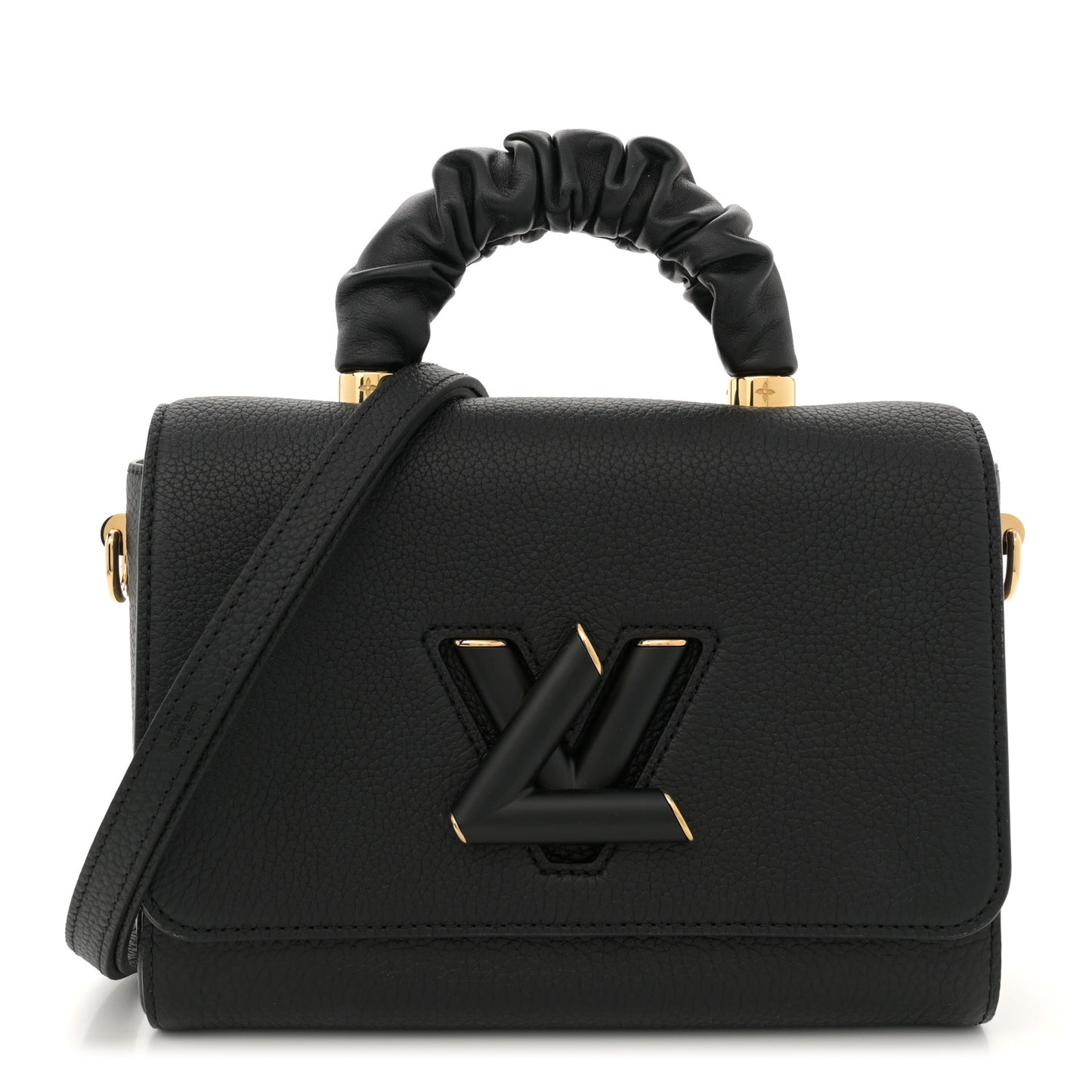 Taurillon Smooth Calfskin Scrunchie Twist One Handle MM Black