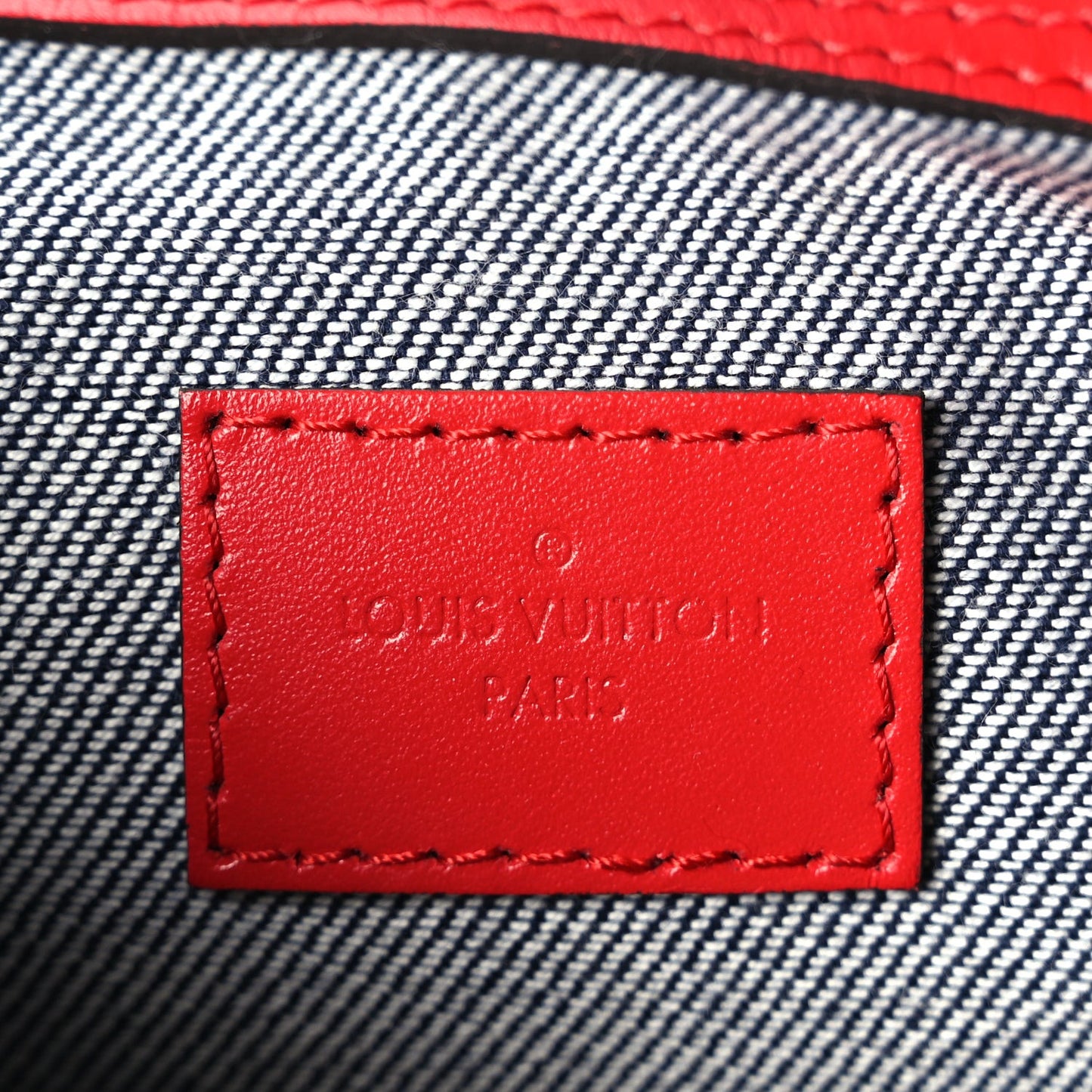 Denim Damier Monogram Patchwork Speedy Bandouliere 30 Blue Rouge