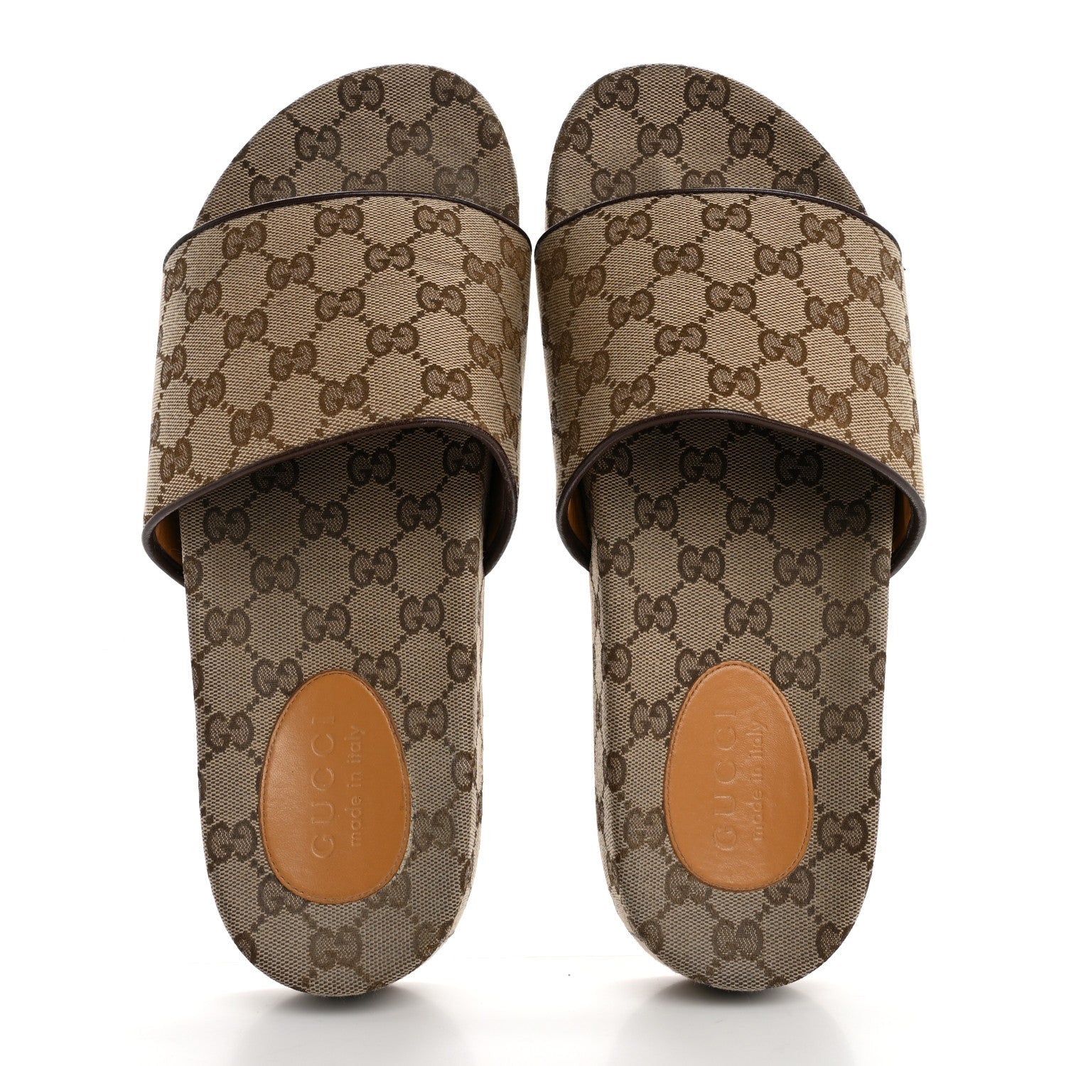 Gucci Canvas GG Monogram Mens Slide Sandals 10 Beige 2 of 7