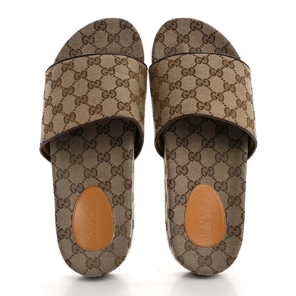 Gucci Canvas GG Monogram Mens Slide Sandals 10 Beige 2 of 7