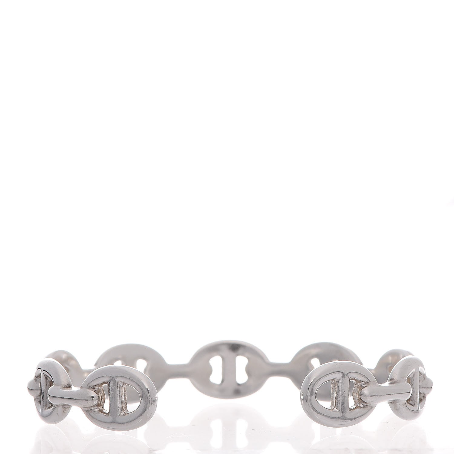 Hermes Sterling Silver MM Chaine d'Ancre Enchainee Cuff Bracelet LG 7 of 11