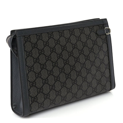 Gucci GG Supreme Monogram Textured Dollar Calfskin Ophidia Wristlet Pouch  Grey Black Graphite Grey 3 of 7