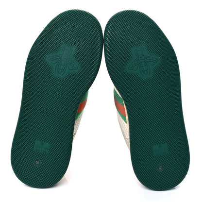 Gucci Calfskin Web Womens Double Screener Sneakers 38  White Green Blue 6 of 10