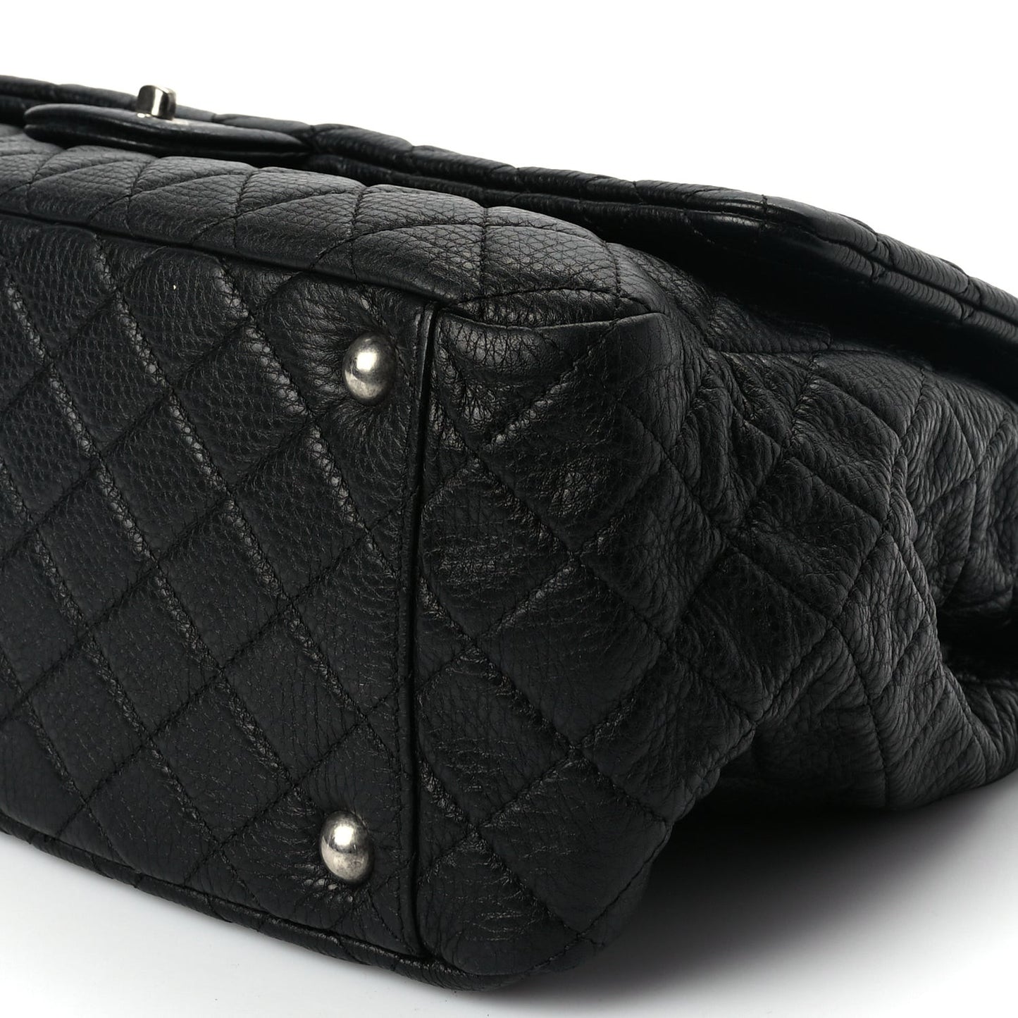 Calfskin Quilted XXL Travel Flap Bag Black