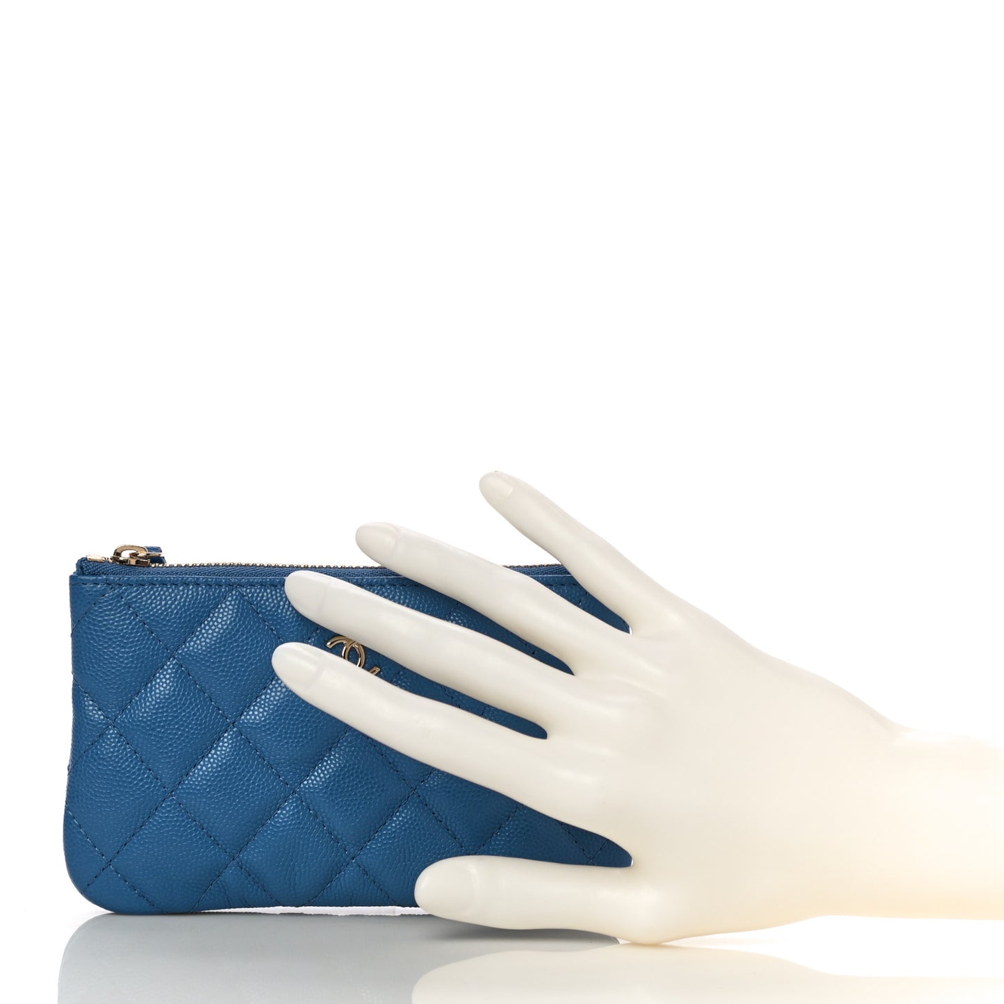 Caviar Quilted Small Cosmetic Case Blue