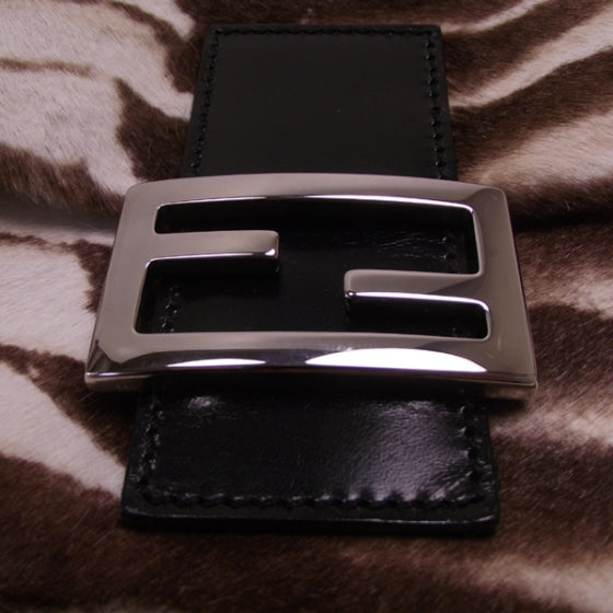 Calf Hair Zebra Print Baguette Handbag Bag